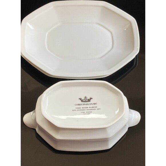 Gravy Boat W/2 UnderPlate Maison Blanche Fine China by CHRISTOPHER STUART Y0008 - Picture 10 of 12